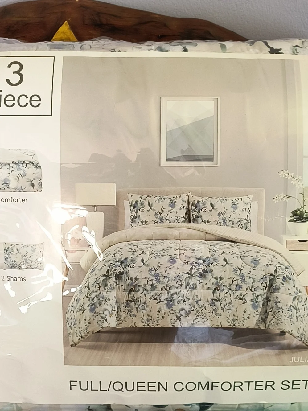 Blue Floral Full/Queen Comforter Set by